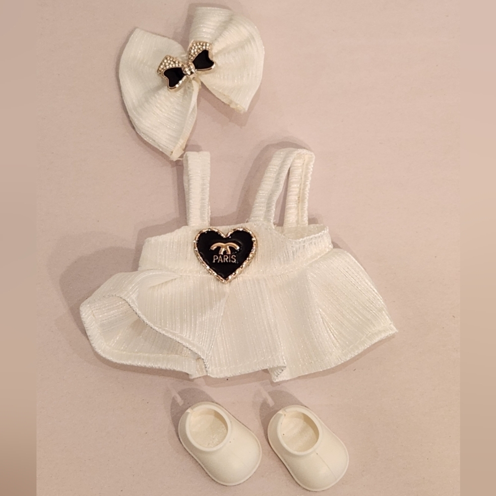 Elegant Labubu Dress with Bow and Shoes